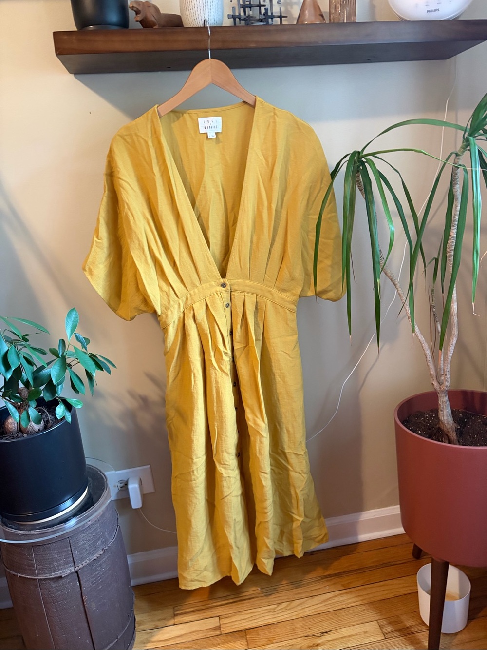 Lost + Wander Deep V Casual Dress Mustard